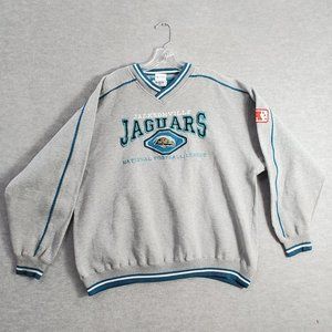 VINTAGE Jacksonville Jaguars Men Sweatshirt 2XL Gray Logo Embroidered Mesh Lee